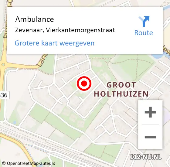 Locatie op kaart van de 112 melding: Ambulance Zevenaar, Vierkantemorgenstraat op 8 april 2020 16:07