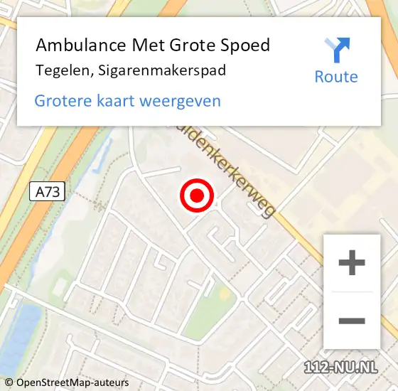 Locatie op kaart van de 112 melding: Ambulance Met Grote Spoed Naar Tegelen, Sigarenmakerspad op 3 mei 2014 14:15