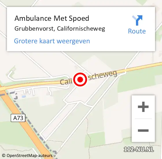 Locatie op kaart van de 112 melding: Ambulance Met Spoed Naar Grubbenvorst, Californischeweg op 8 april 2020 17:30