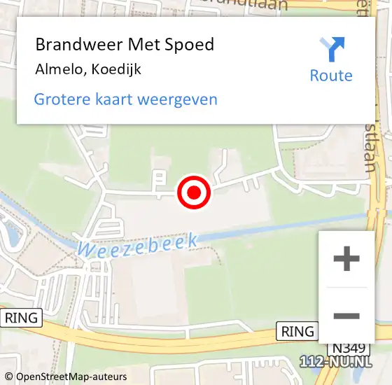 Locatie op kaart van de 112 melding: Brandweer Met Spoed Naar Almelo, Koedijk op 8 april 2020 17:38