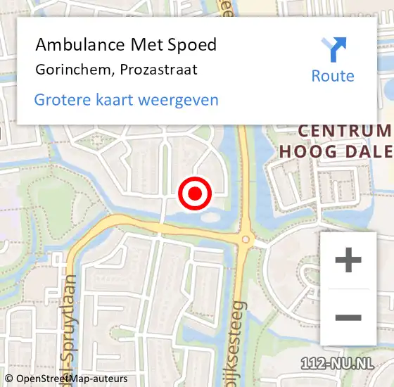 Locatie op kaart van de 112 melding: Ambulance Met Spoed Naar Gorinchem, Prozastraat op 8 april 2020 18:17