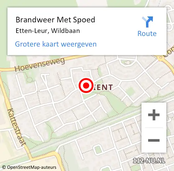 Locatie op kaart van de 112 melding: Brandweer Met Spoed Naar Etten-Leur, Wildbaan op 8 april 2020 18:36