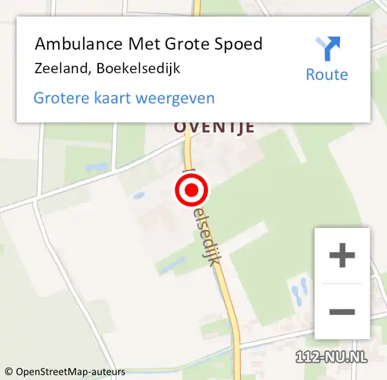 Locatie op kaart van de 112 melding: Ambulance Met Grote Spoed Naar Zeeland, Boekelsedijk op 8 april 2020 19:47