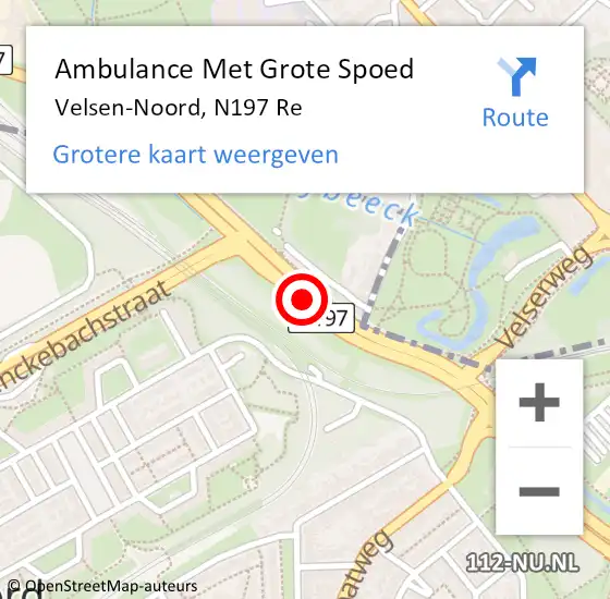 Locatie op kaart van de 112 melding: Ambulance Met Grote Spoed Naar Velsen-Noord, N197 Re op 8 april 2020 22:04