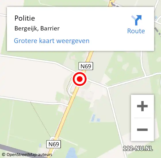 Locatie op kaart van de 112 melding: Politie Bergeijk, Barrier op 8 april 2020 23:04