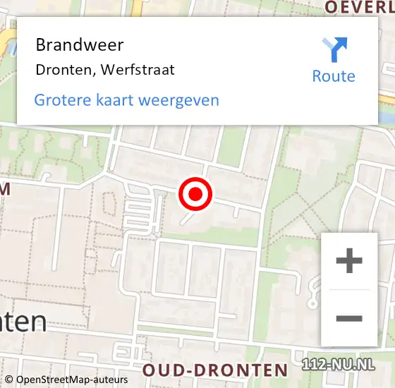 Locatie op kaart van de 112 melding: Brandweer Dronten, Werfstraat op 8 april 2020 23:22