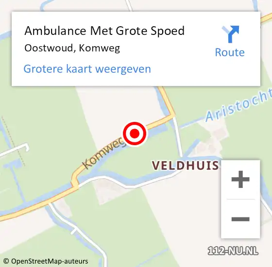 Locatie op kaart van de 112 melding: Ambulance Met Grote Spoed Naar Oostwoud, Komweg op 9 april 2020 02:22