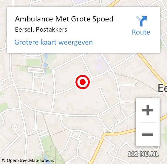 Locatie op kaart van de 112 melding: Ambulance Met Grote Spoed Naar Eersel, Postakkers op 9 april 2020 05:26