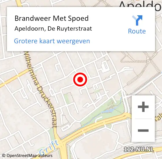 Locatie op kaart van de 112 melding: Brandweer Met Spoed Naar Apeldoorn, De Ruyterstraat op 9 april 2020 06:32