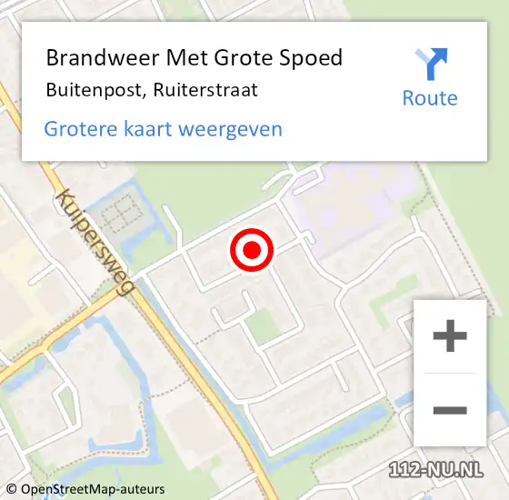 Locatie op kaart van de 112 melding: Brandweer Met Grote Spoed Naar Buitenpost, Ruiterstraat op 3 mei 2014 14:51