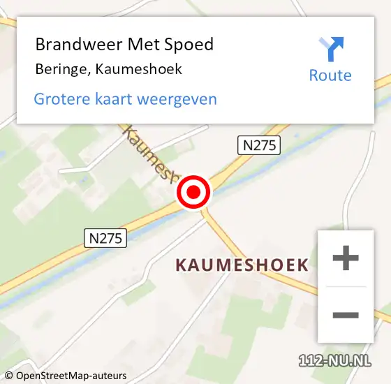 Locatie op kaart van de 112 melding: Brandweer Met Spoed Naar Beringe, Kaumeshoek op 9 april 2020 08:03