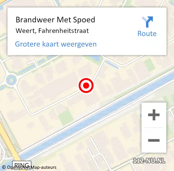 Locatie op kaart van de 112 melding: Brandweer Met Spoed Naar Weert, Fahrenheitstraat op 9 april 2020 08:40