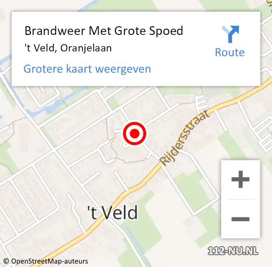 Locatie op kaart van de 112 melding: Brandweer Met Grote Spoed Naar 't Veld, Oranjelaan op 9 april 2020 09:24