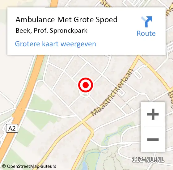 Locatie op kaart van de 112 melding: Ambulance Met Grote Spoed Naar Beek, Prof. Spronckpark op 3 mei 2014 15:06