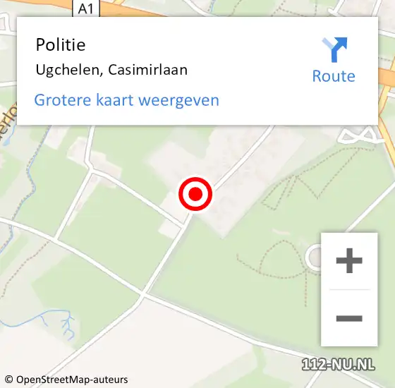 Locatie op kaart van de 112 melding: Politie Ugchelen, Casimirlaan op 3 mei 2014 15:13