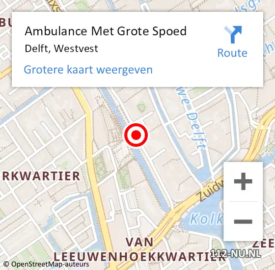 Locatie op kaart van de 112 melding: Ambulance Met Grote Spoed Naar Delft, Westvest op 9 april 2020 12:15