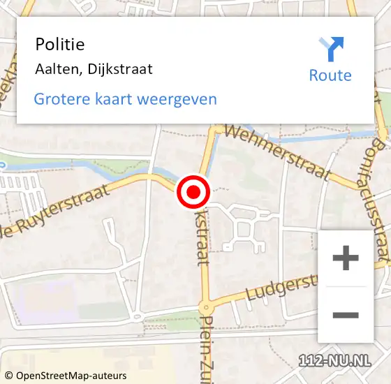 Locatie op kaart van de 112 melding: Politie Aalten, Dijkstraat op 9 april 2020 12:27