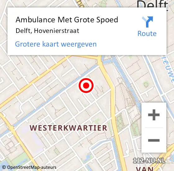 Locatie op kaart van de 112 melding: Ambulance Met Grote Spoed Naar Delft, Hovenierstraat op 9 april 2020 12:38