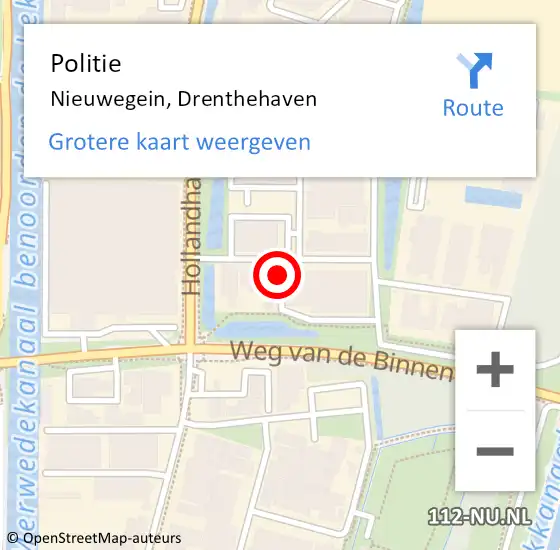 Locatie op kaart van de 112 melding: Politie Nieuwegein, Drenthehaven op 9 april 2020 12:43