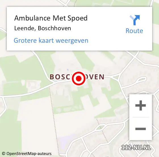 Locatie op kaart van de 112 melding: Ambulance Met Spoed Naar Leende, Boschhoven op 9 april 2020 13:14