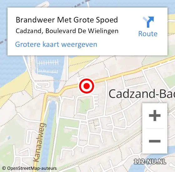 Locatie op kaart van de 112 melding: Brandweer Met Grote Spoed Naar Cadzand, Boulevard De Wielingen op 3 mei 2014 15:27