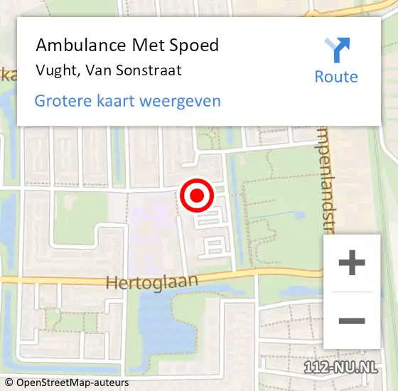 Locatie op kaart van de 112 melding: Ambulance Met Spoed Naar Vught, Van Sonstraat op 9 april 2020 14:11