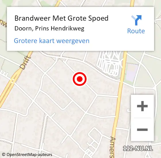 Locatie op kaart van de 112 melding: Brandweer Met Grote Spoed Naar Doorn, Prins Hendrikweg op 9 april 2020 14:37