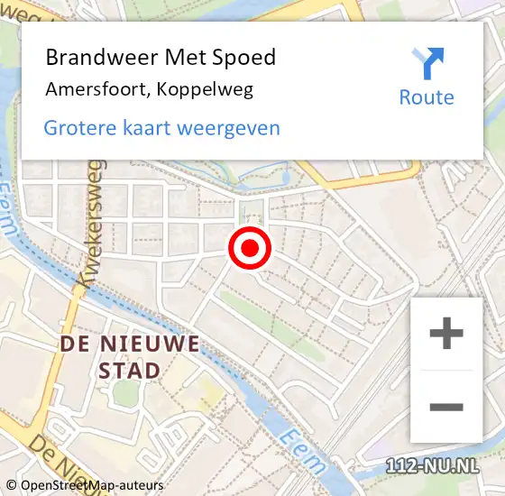 Locatie op kaart van de 112 melding: Brandweer Met Spoed Naar Amersfoort, Koppelweg op 9 april 2020 16:22