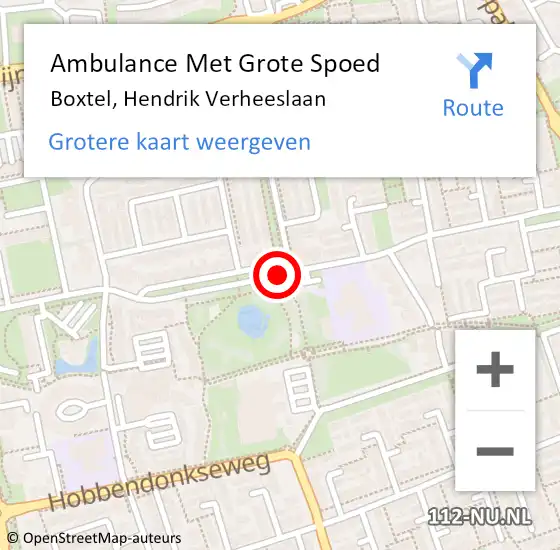 Locatie op kaart van de 112 melding: Ambulance Met Grote Spoed Naar Boxtel, Hendrik Verheeslaan op 9 april 2020 17:26