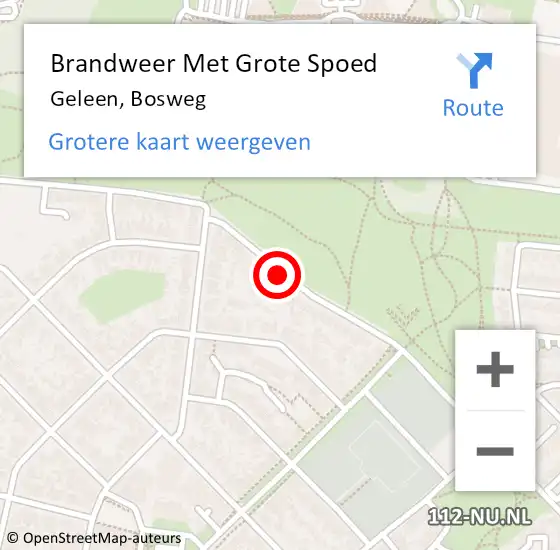 Locatie op kaart van de 112 melding: Brandweer Met Grote Spoed Naar Geleen, Bosweg op 9 april 2020 18:52