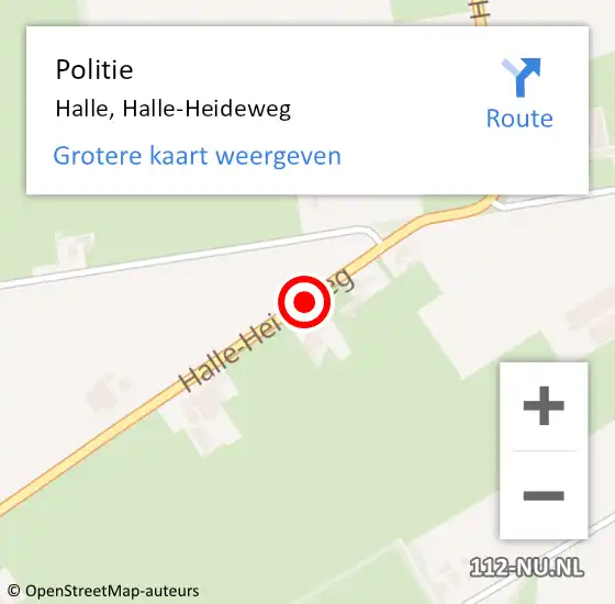 Locatie op kaart van de 112 melding: Politie Halle, Halle-Heideweg op 9 april 2020 18:58