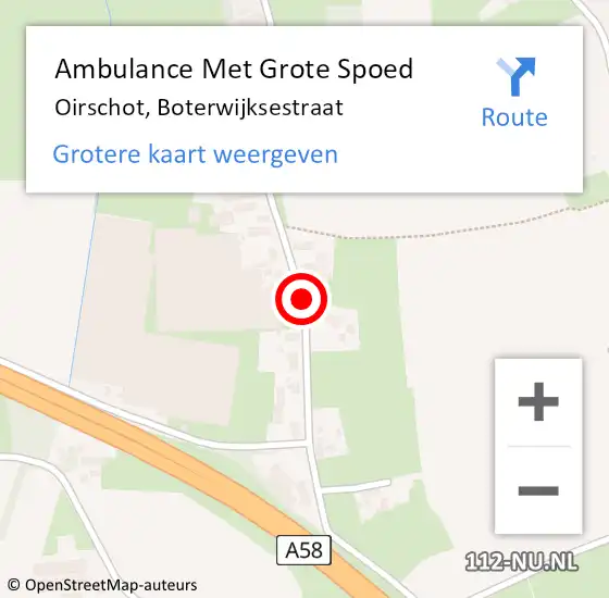 Locatie op kaart van de 112 melding: Ambulance Met Grote Spoed Naar Oirschot, Boterwijksestraat op 9 april 2020 19:33