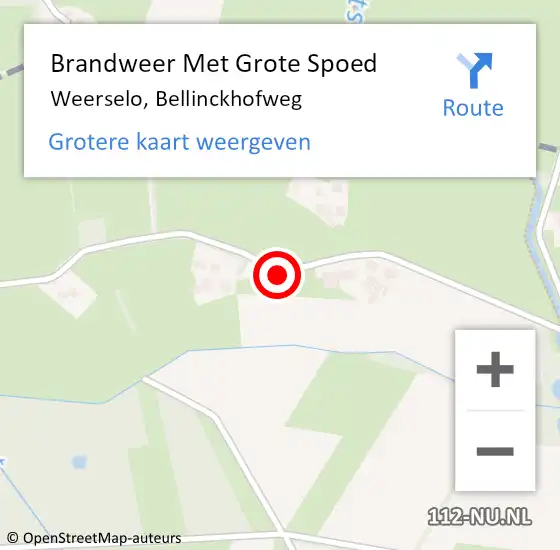 Locatie op kaart van de 112 melding: Brandweer Met Grote Spoed Naar Weerselo, Bellinckhofweg op 3 mei 2014 16:06