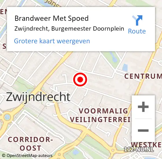 Locatie op kaart van de 112 melding: Brandweer Met Spoed Naar Zwijndrecht, Burgemeester Doornplein op 9 april 2020 20:18