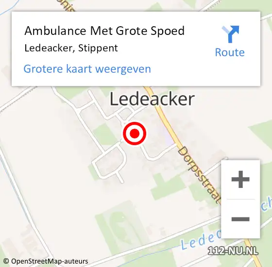 Locatie op kaart van de 112 melding: Ambulance Met Grote Spoed Naar Ledeacker, Stippent op 9 april 2020 20:25