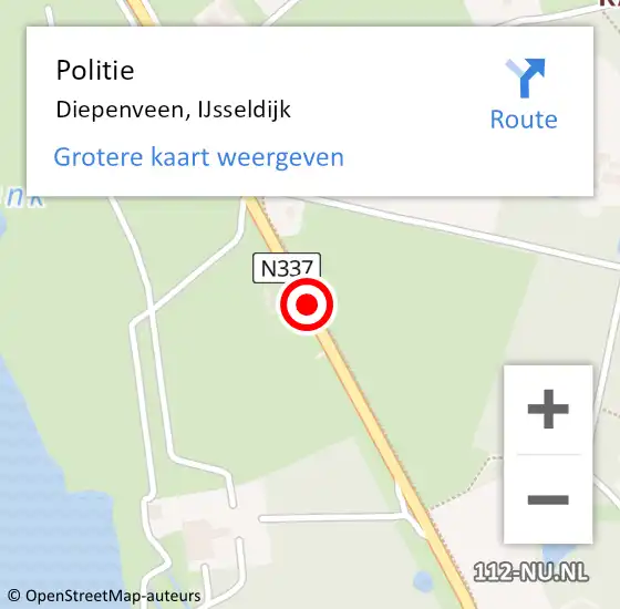 Locatie op kaart van de 112 melding: Politie Diepenveen, IJsseldijk op 9 april 2020 20:35