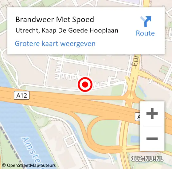 Locatie op kaart van de 112 melding: Brandweer Met Spoed Naar Utrecht, Kaap De Goede Hooplaan op 9 april 2020 20:50