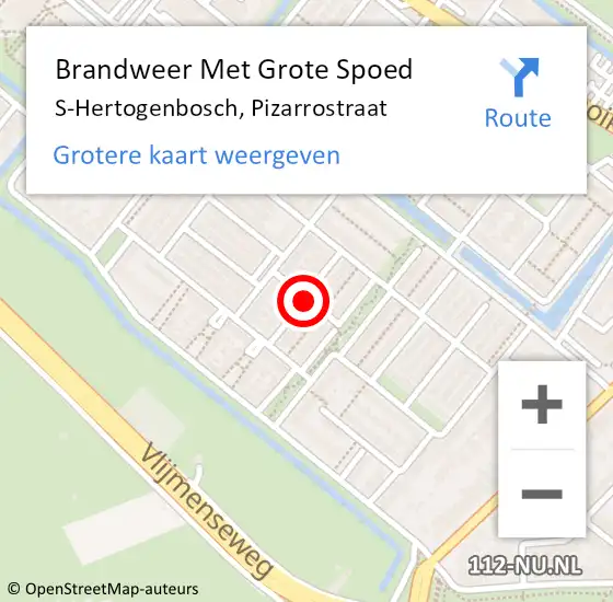 Locatie op kaart van de 112 melding: Brandweer Met Grote Spoed Naar S-Hertogenbosch, Pizarrostraat op 9 april 2020 20:57