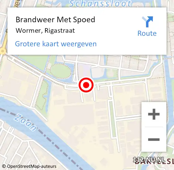 Locatie op kaart van de 112 melding: Brandweer Met Spoed Naar Wormer, Rigastraat op 9 april 2020 22:16