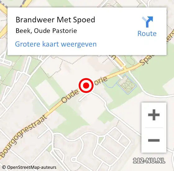 Locatie op kaart van de 112 melding: Brandweer Met Spoed Naar Beek, Oude Pastorie op 9 april 2020 23:57