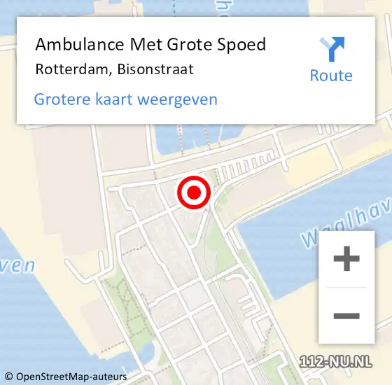 Locatie op kaart van de 112 melding: Ambulance Met Grote Spoed Naar Rotterdam, Bisonstraat op 10 april 2020 00:02