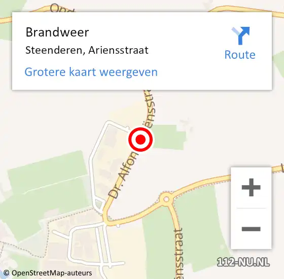 Locatie op kaart van de 112 melding: Brandweer Steenderen, Ariensstraat op 10 april 2020 00:58