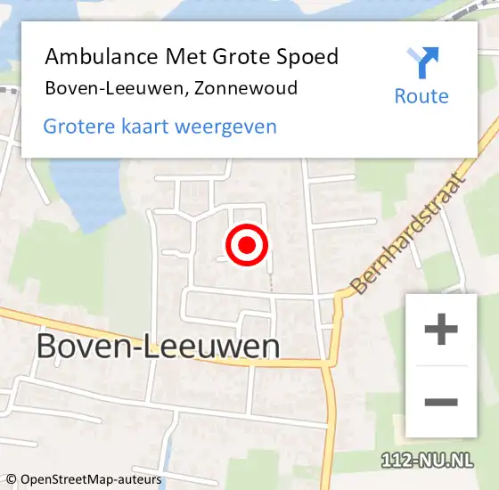 Locatie op kaart van de 112 melding: Ambulance Met Grote Spoed Naar Boven-Leeuwen, Zonnewoud op 10 april 2020 05:07