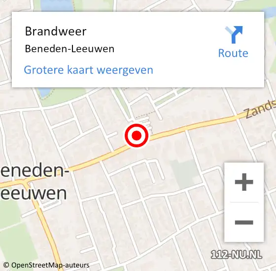 Locatie op kaart van de 112 melding: Brandweer Beneden-Leeuwen op 10 april 2020 06:51