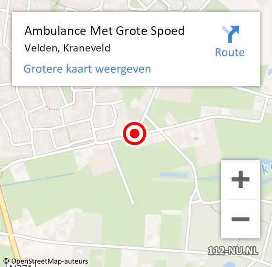 Locatie op kaart van de 112 melding: Ambulance Met Grote Spoed Naar Velden, Kraneveld op 10 april 2020 07:16