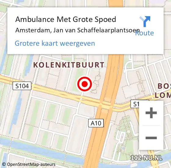 Locatie op kaart van de 112 melding: Ambulance Met Grote Spoed Naar Amsterdam, Jan van Schaffelaarplantsoen op 10 april 2020 07:35