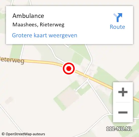 Locatie op kaart van de 112 melding: Ambulance Maashees, Rieterweg op 10 april 2020 08:23