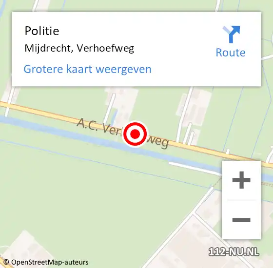 Locatie op kaart van de 112 melding: Politie Mijdrecht, Verhoefweg op 10 april 2020 08:25