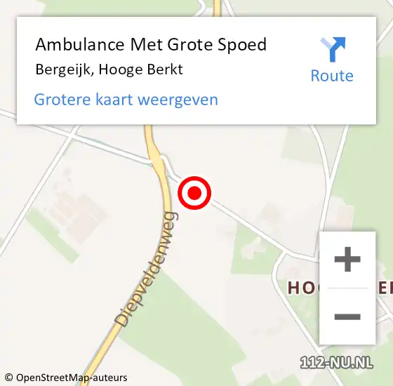 Locatie op kaart van de 112 melding: Ambulance Met Grote Spoed Naar Bergeijk, Hooge Berkt op 10 april 2020 09:04