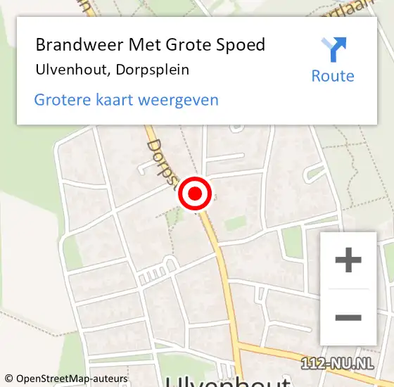 Locatie op kaart van de 112 melding: Brandweer Met Grote Spoed Naar Ulvenhout, Dorpsplein op 10 april 2020 09:45